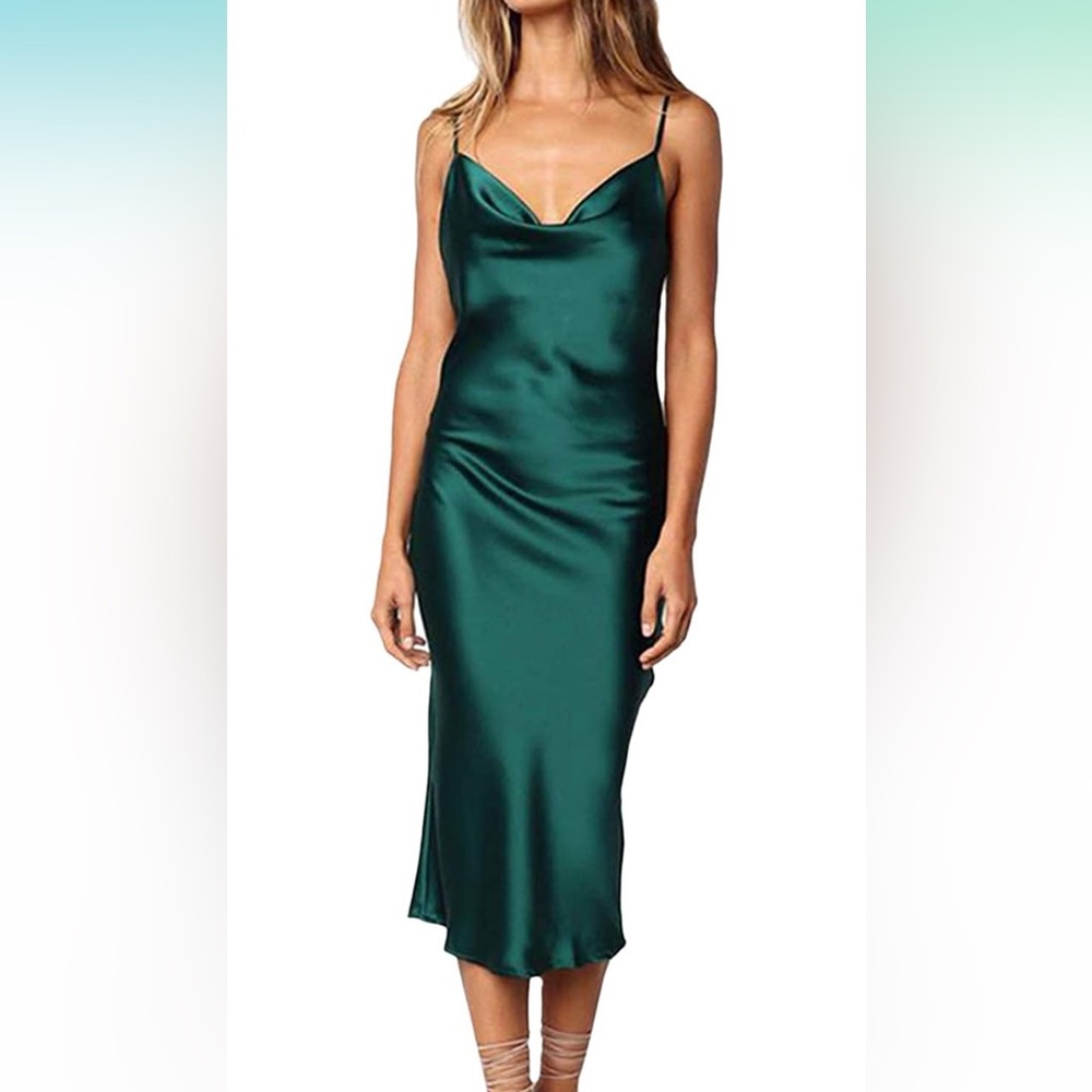 NWOT. Sleeveless Spaghetti Strap Satin Dress